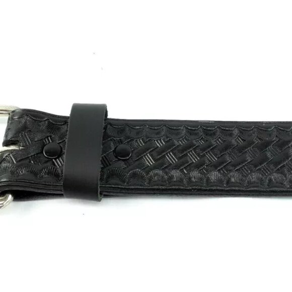 Men's Black Genuine Leather Belt Basket Weave Design 💸 - Picture 3 of 4
